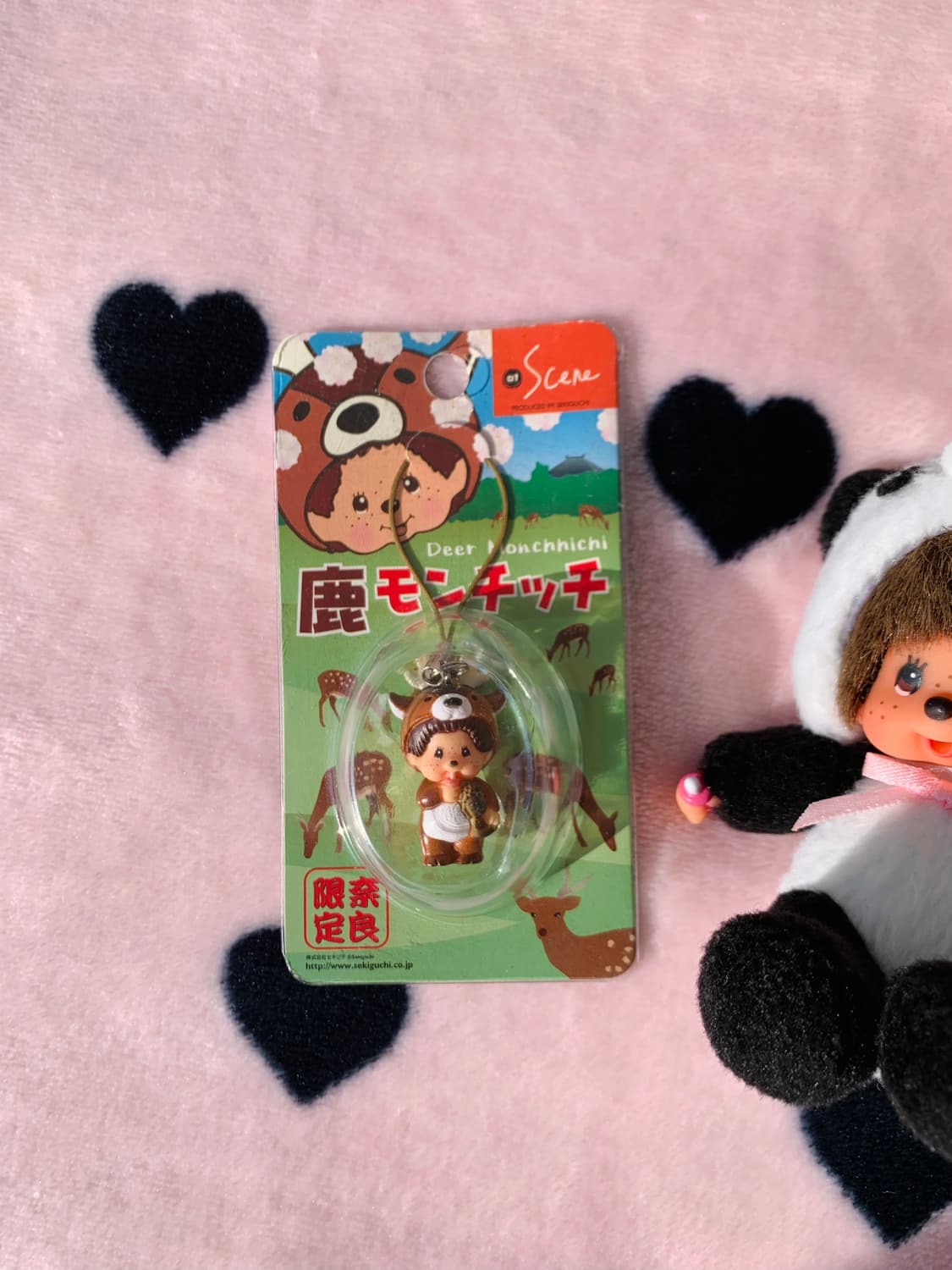 몬치치 고전 빈티지 사슴+판다 인형키체인 키링 상품이미지3