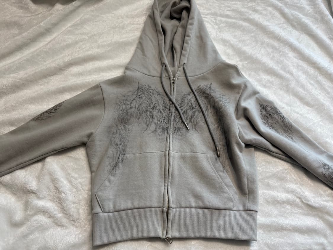 허그유어스킨 스컬리 크롭 후드집업 판매합니다 상품이미지1