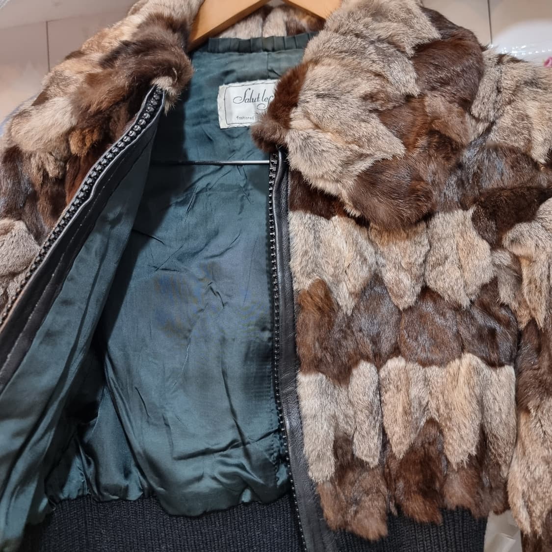 (살뤼 레 코팡) 천연모피 패치워크 숏자켓 상품이미지4