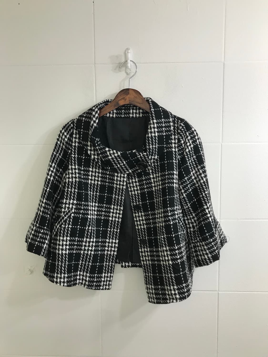 블랙 니혼진 데일리 펑크 체크코트 코디세트 상품이미지5