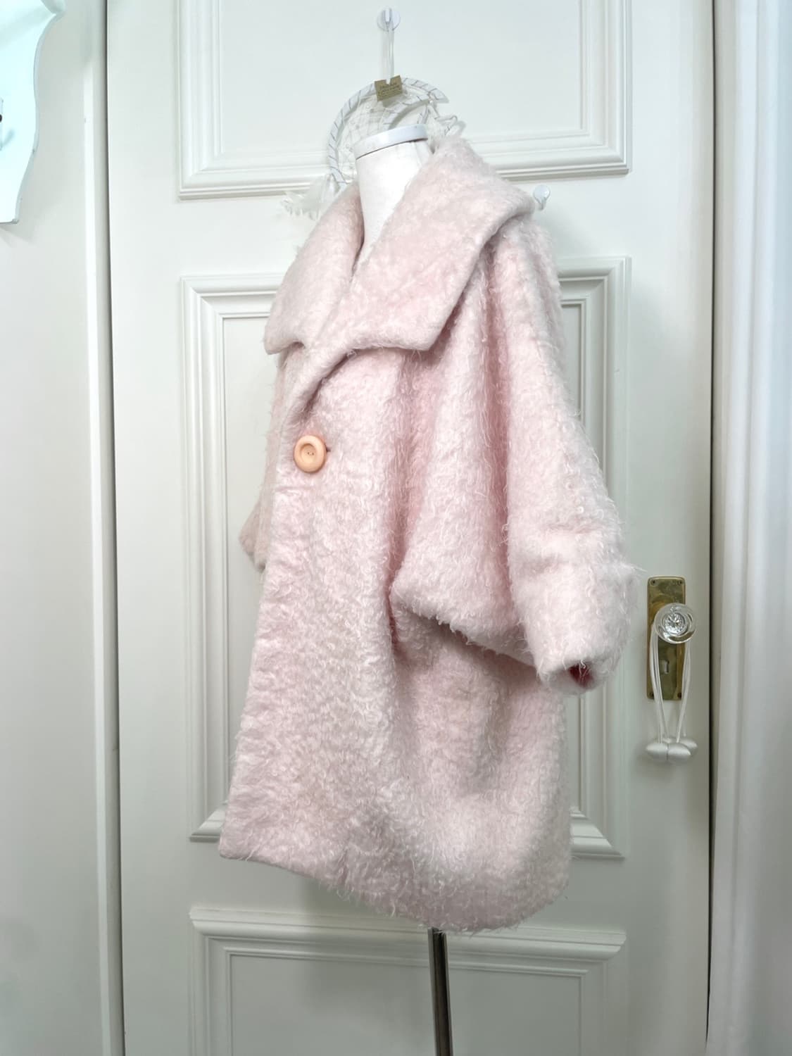 pink boucle hairy lovely midi coat 상품이미지2