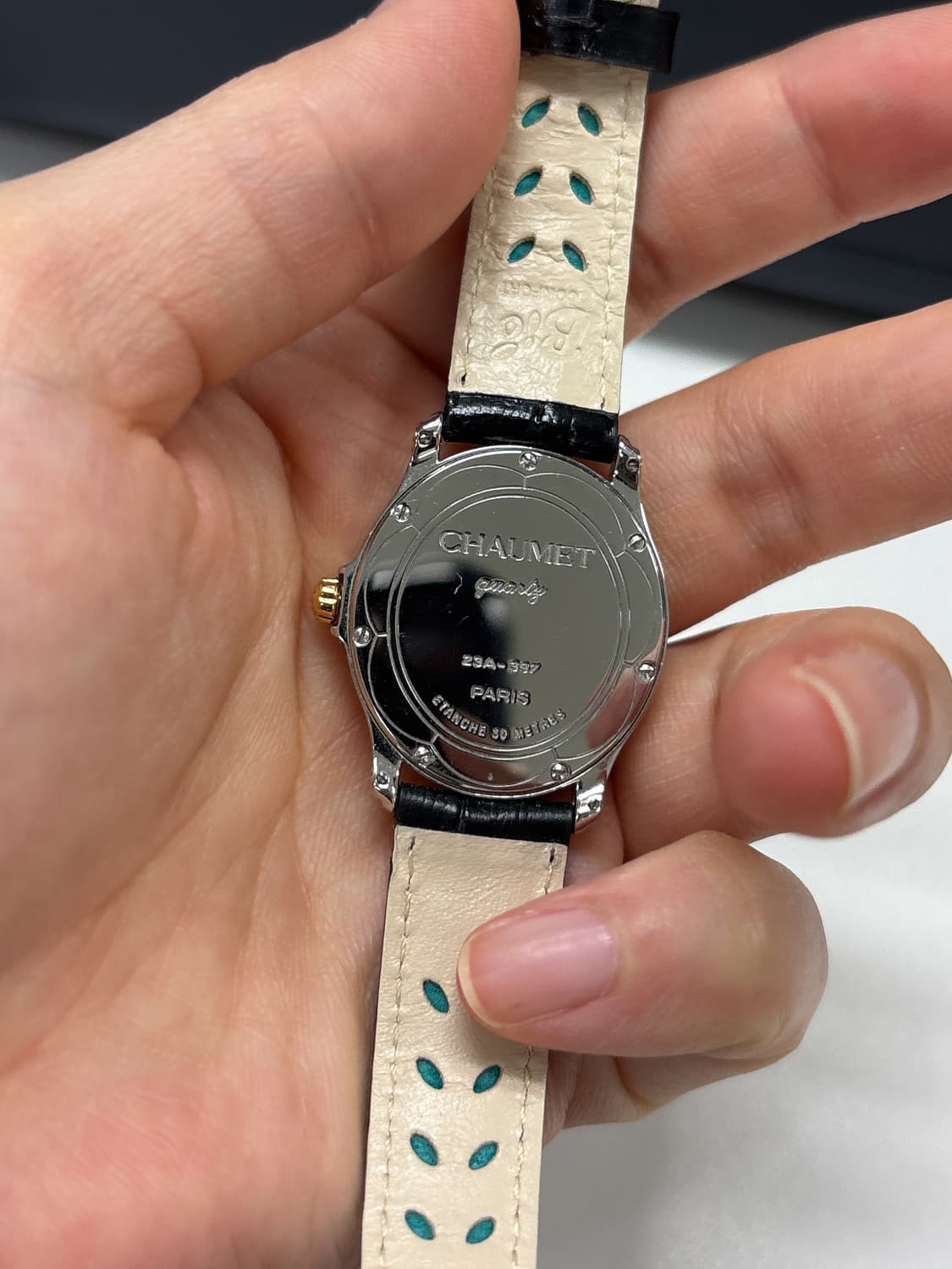 [정품] 빈티지 쇼메 쿼츠 가죽 손목시계 chaumet 상품이미지3