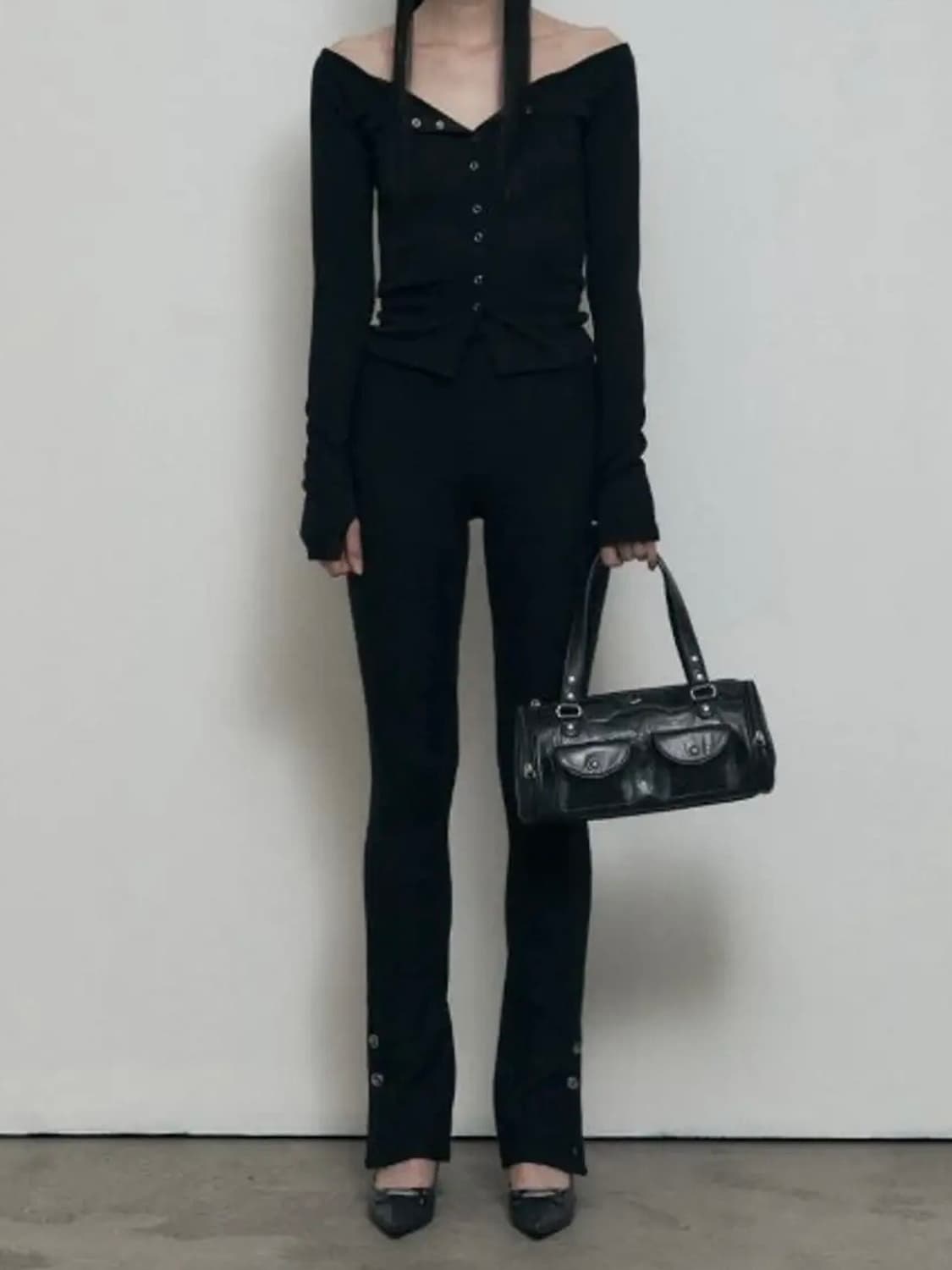 COZY RIBBED SIDE BUTTON LEGGINGS 상품이미지1