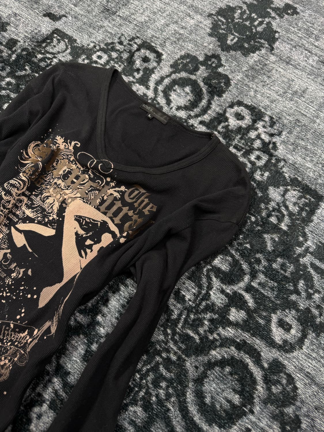 Soves lettering gal y2k ribbed cut sew 상품이미지3