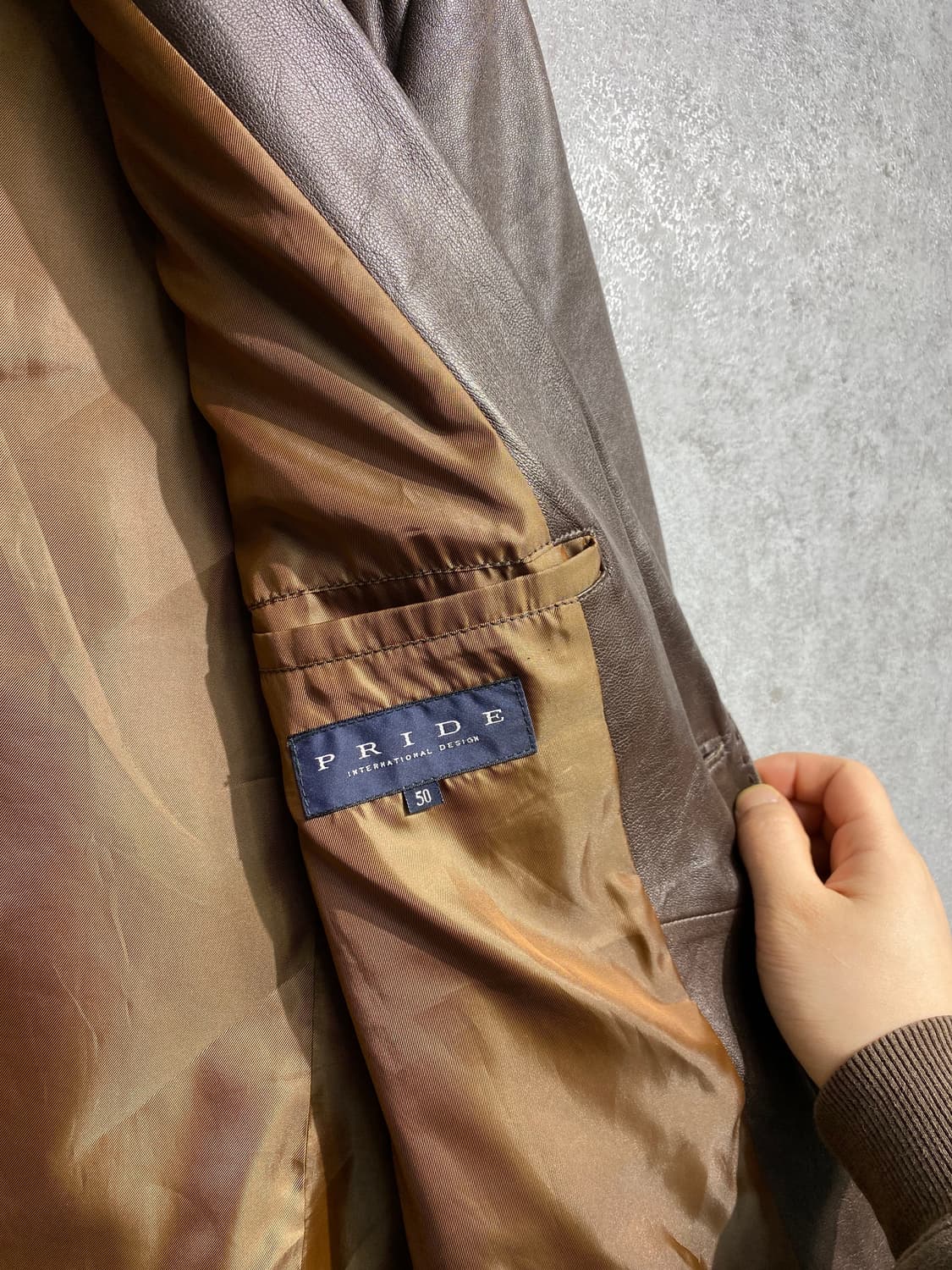 [50] PRIDE 브라운 양가죽 레더 블레이저 상품이미지7