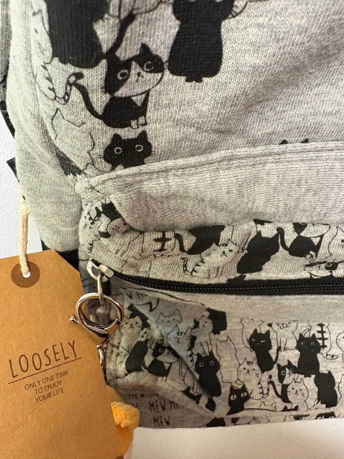 와글와글 검은고양이 그레이 백팩 일본 빈티지 y2k 모리걸 가방 상품이미지5