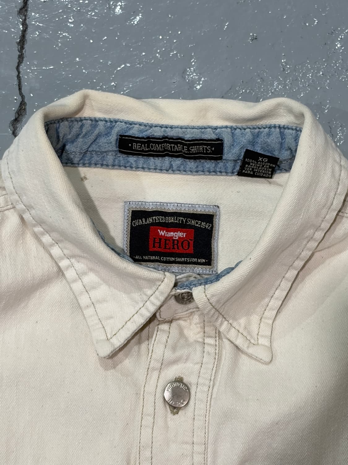 랭글러(Wrangler) HERO 빈티지 코튼 데님 화이트 셔츠 상품이미지3