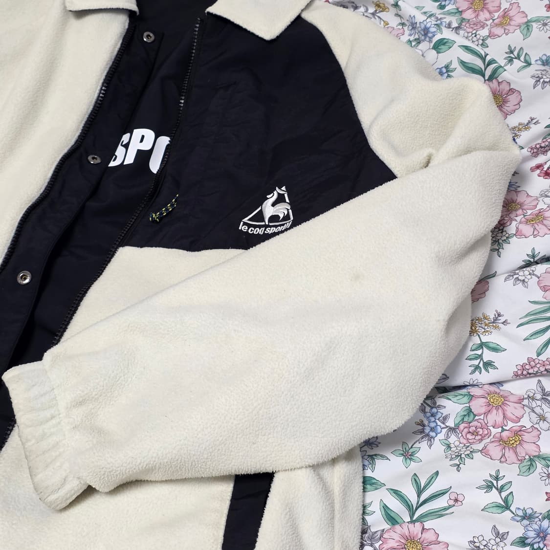 르꼬끄) 빈티지 리버시블 듀스 코치 블랙x아이보리 후리스바람막이 자켓 상품이미지4