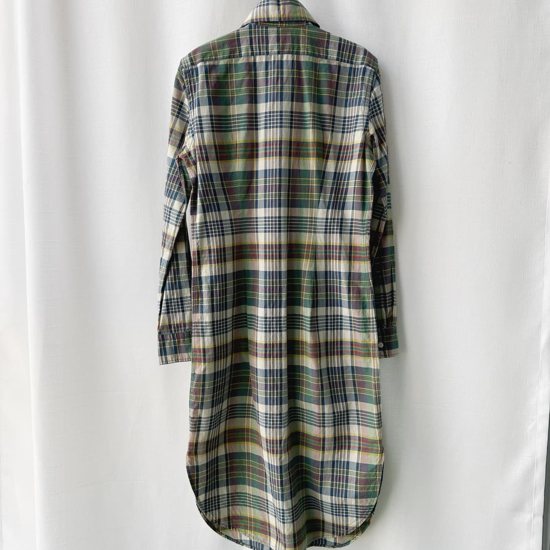 폴로 랄프로렌 플래드 코튼 셔츠 원피스 그린 네이비 0사이즈 상품이미지8