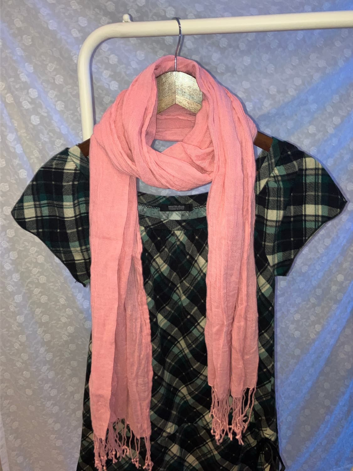💌 Vintage Check ops + Pink scarf set. 상품이미지2