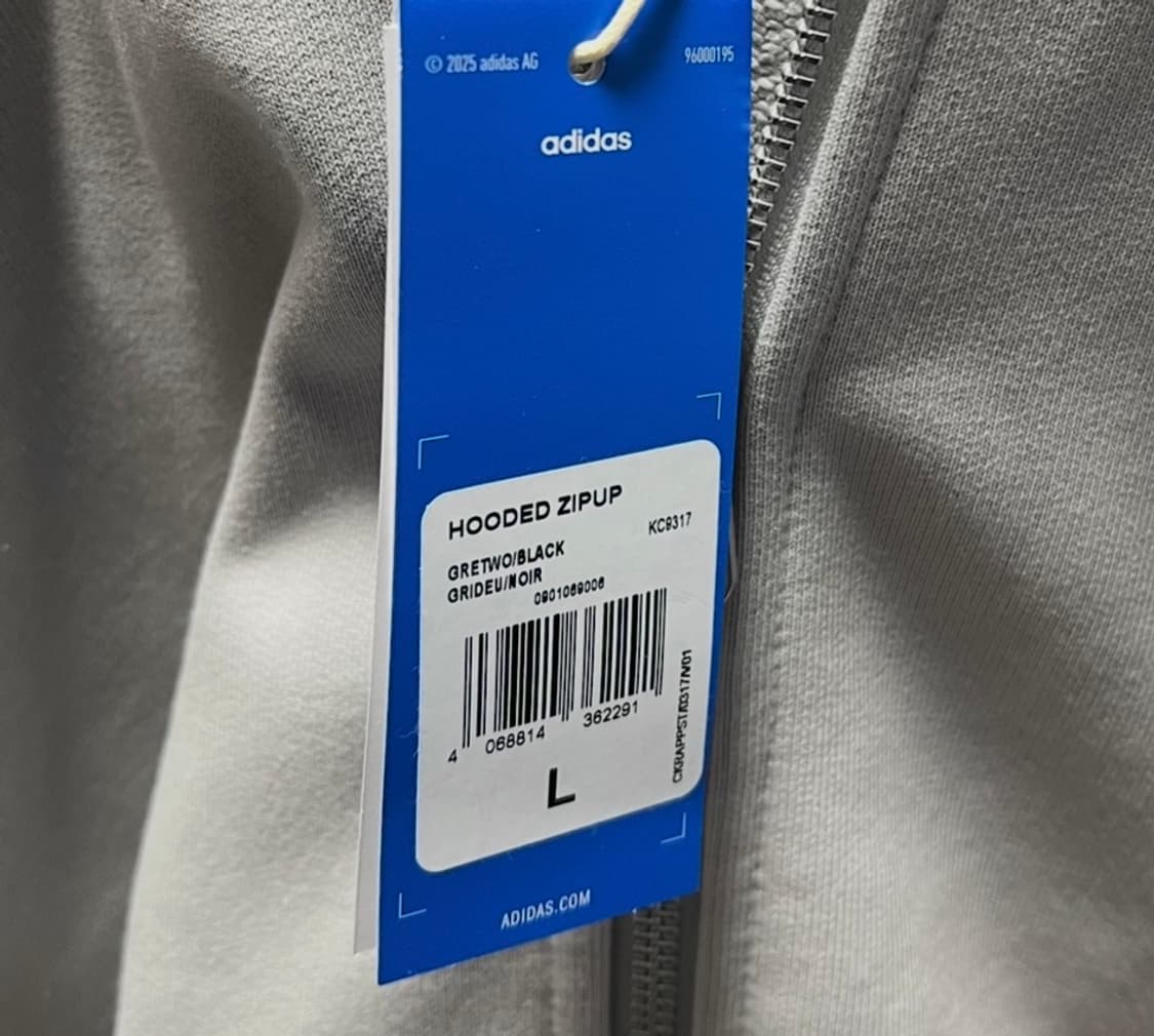 [새상품] L) 아디다스 삼선 풀집 후드 집업 그레이 상품이미지4