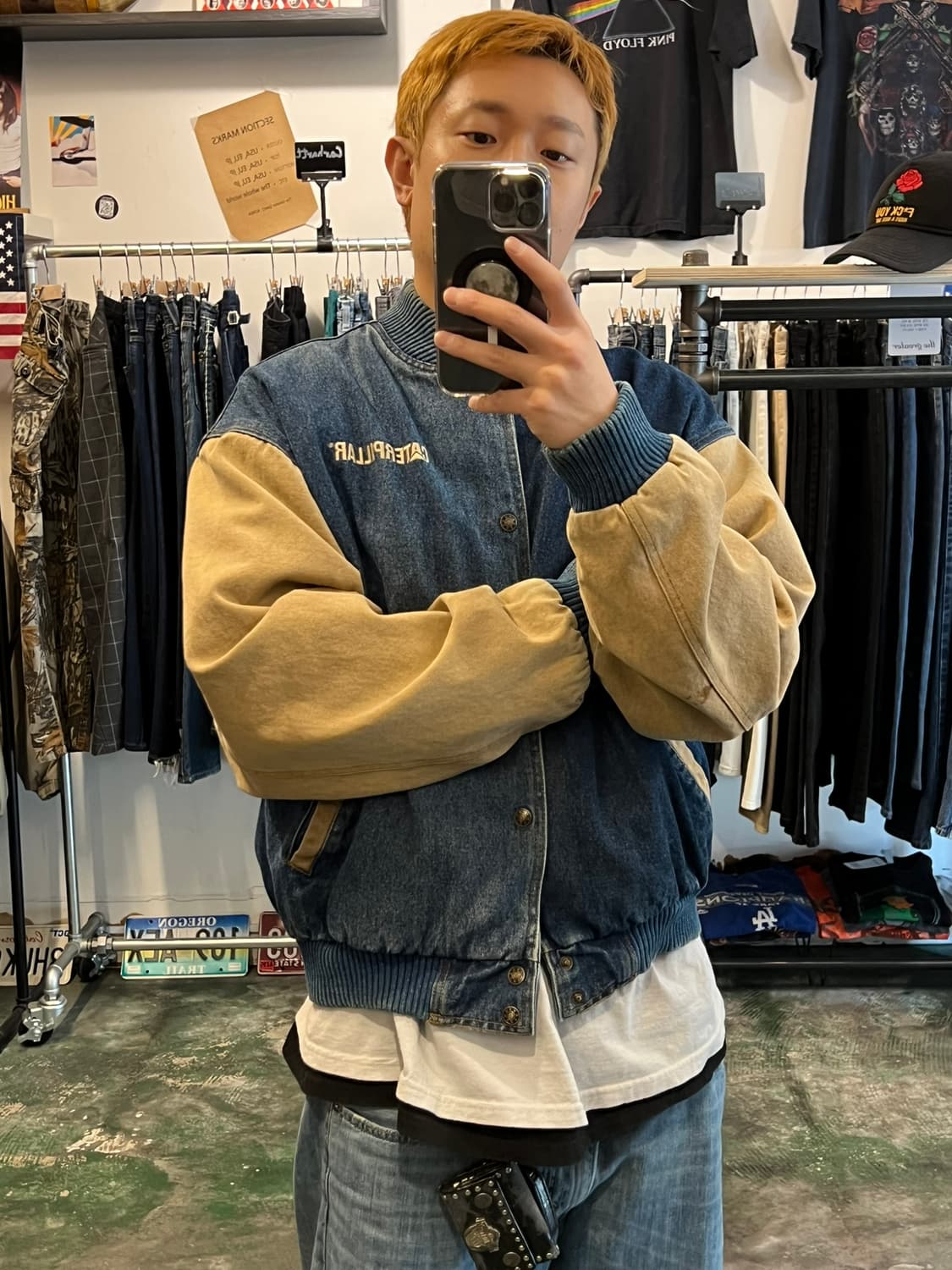 90's [L] 캐터필러 CAT 스타디움 자켓 워크웨어 빈티지 봄버 상품이미지3