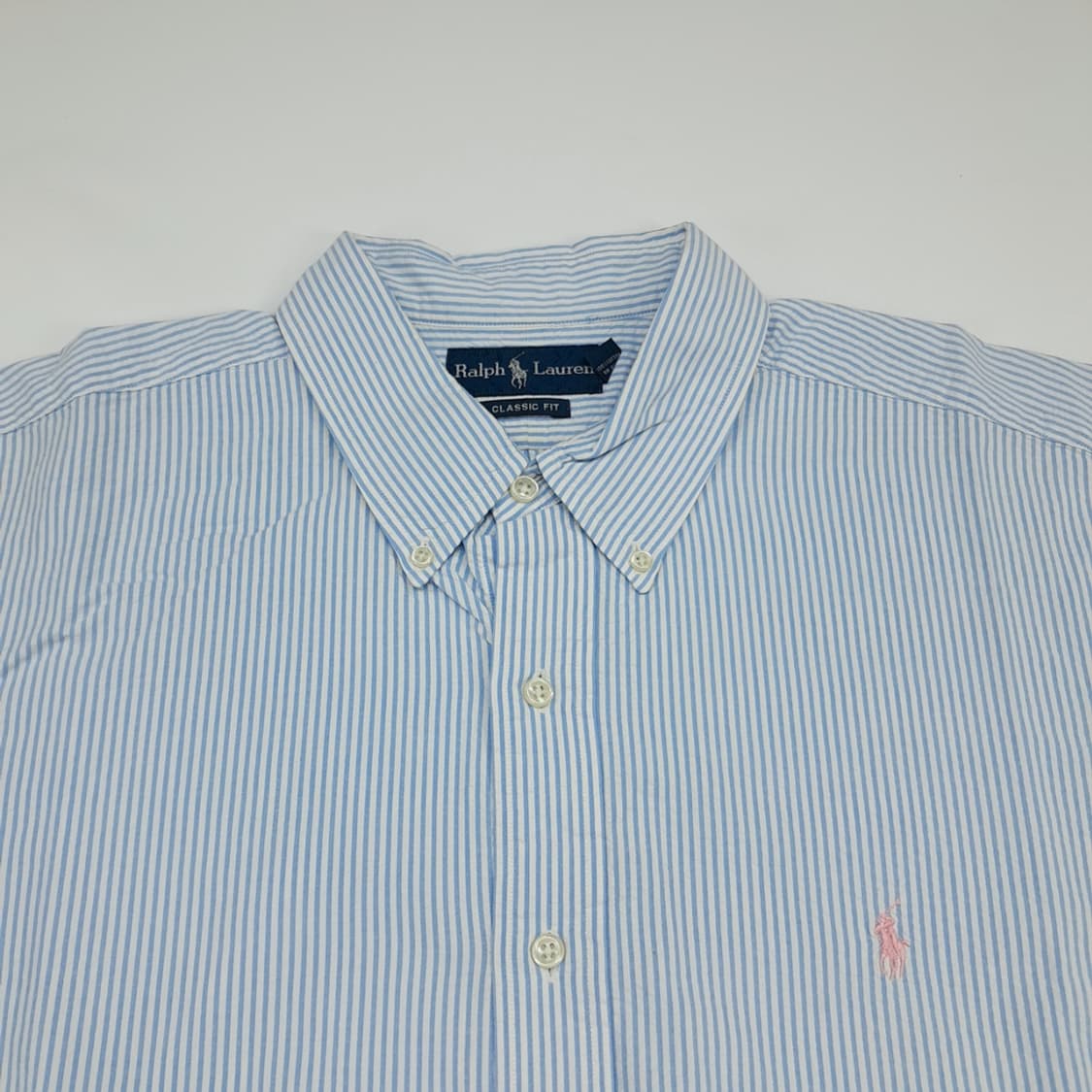 Cq799 2XL 폴로 랄프로렌 스카이블루 시어서커 반팔 셔츠 남방 상품이미지2