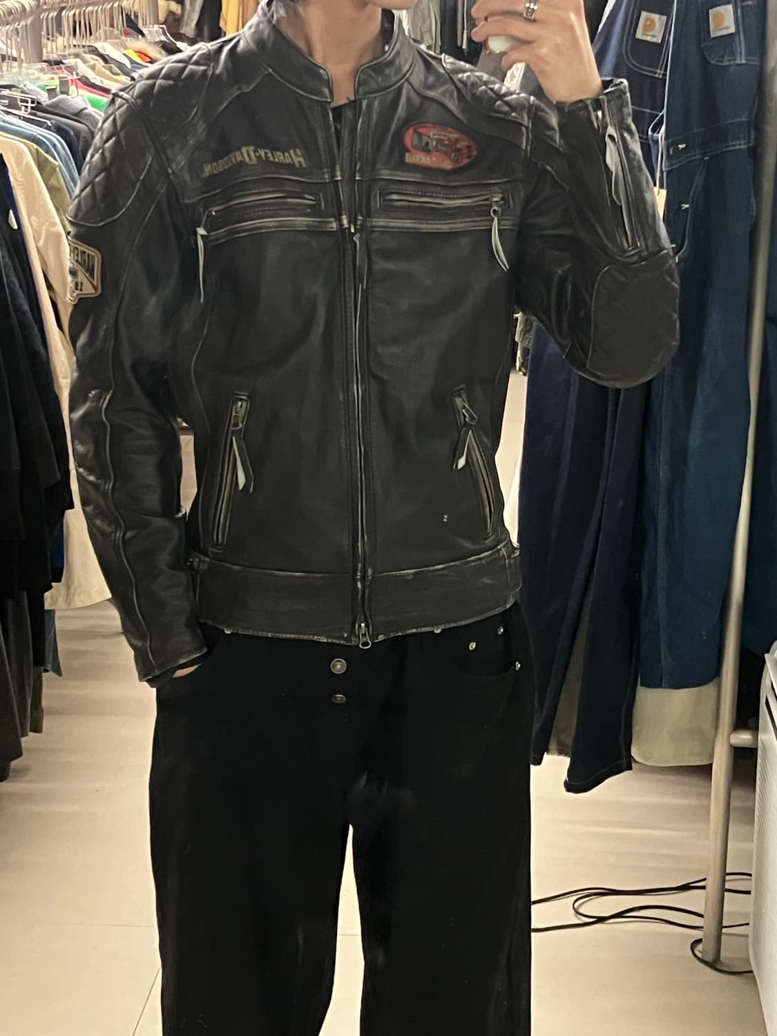 할리데이비슨 퀄팅 바이커 레더 자켓 S 상품이미지9