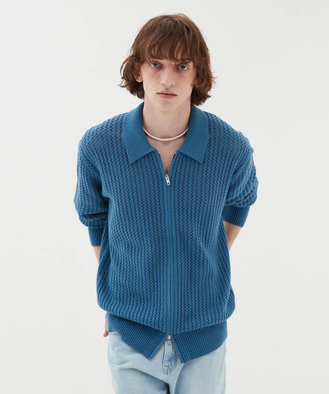 밈더워드로브 x 르마드 스카시 카라 니트 집업 상품이미지1