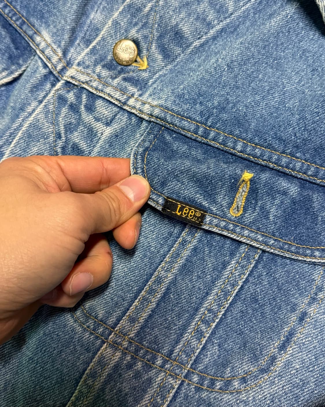80's Lee x 하드록 카페 데님 트러커 자켓 L 상품이미지4