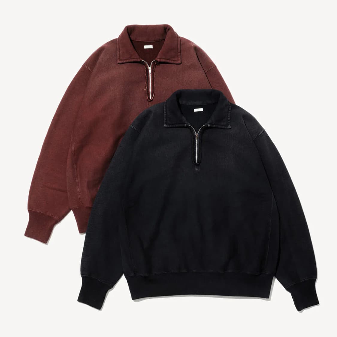 [3],[4]아프레쎄 빈티지 하프집업 집 스웻 버건디  상품이미지1