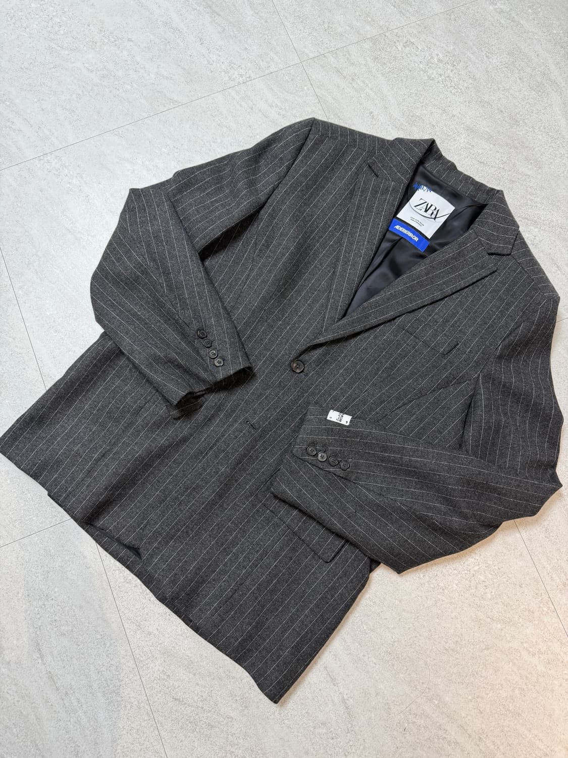 자라 아더에러 스트라이프 오버사이즈 블레이저 그레이 M 상품이미지1