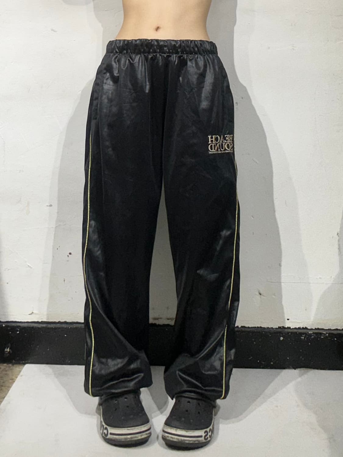 빈티지 블랙 골드 사이드 라인 트레이닝 팬츠 L 상품이미지2