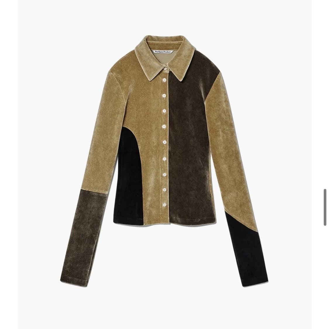 오픈와이와이 panelled velvet fitted shirt 상품이미지2