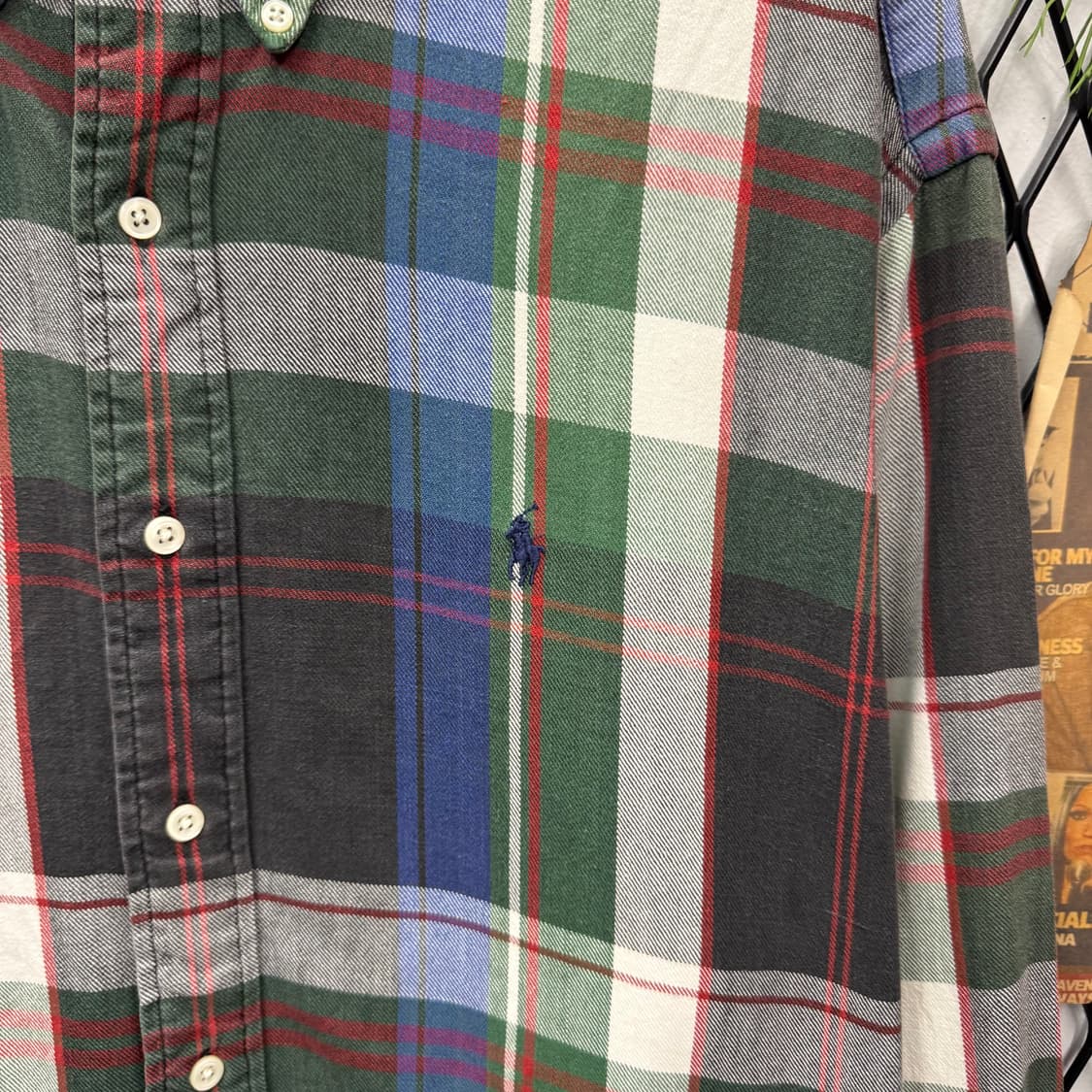 폴로 랄프로렌 멀티컬러 긴팔 체크 셔츠 네이비 포니 로고 포인트 상품이미지5