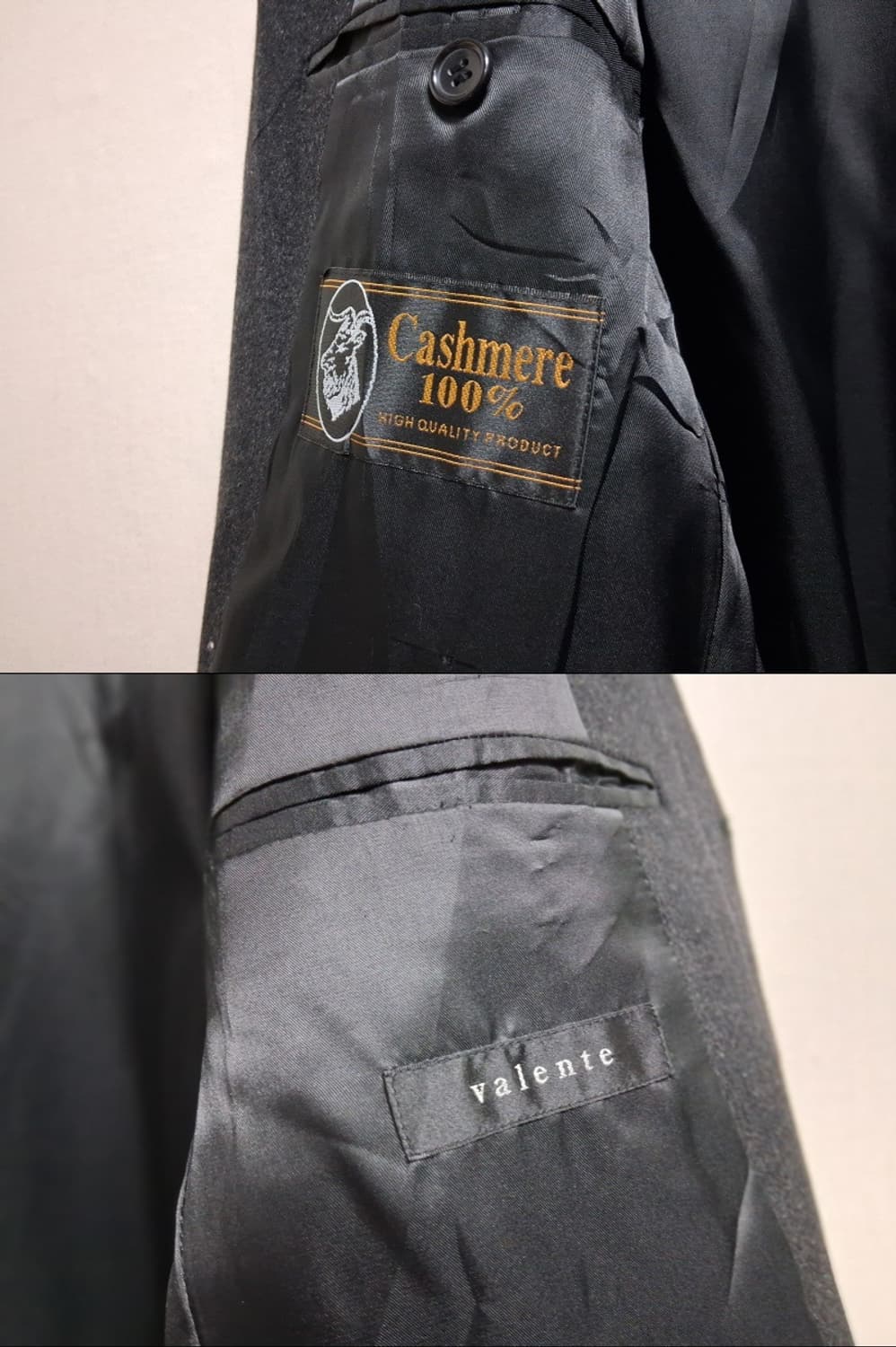 일본빈티지 valente 100% 퓨어캐시미어코트 남성M 95 그레이캐시 상품이미지8