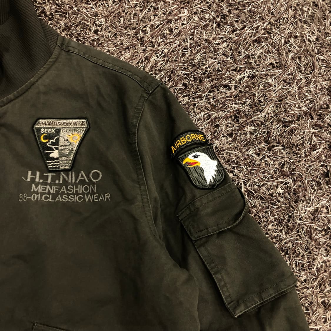 빈티지 이글 패치 항공 밀리터리 블루종 자켓 상품이미지3