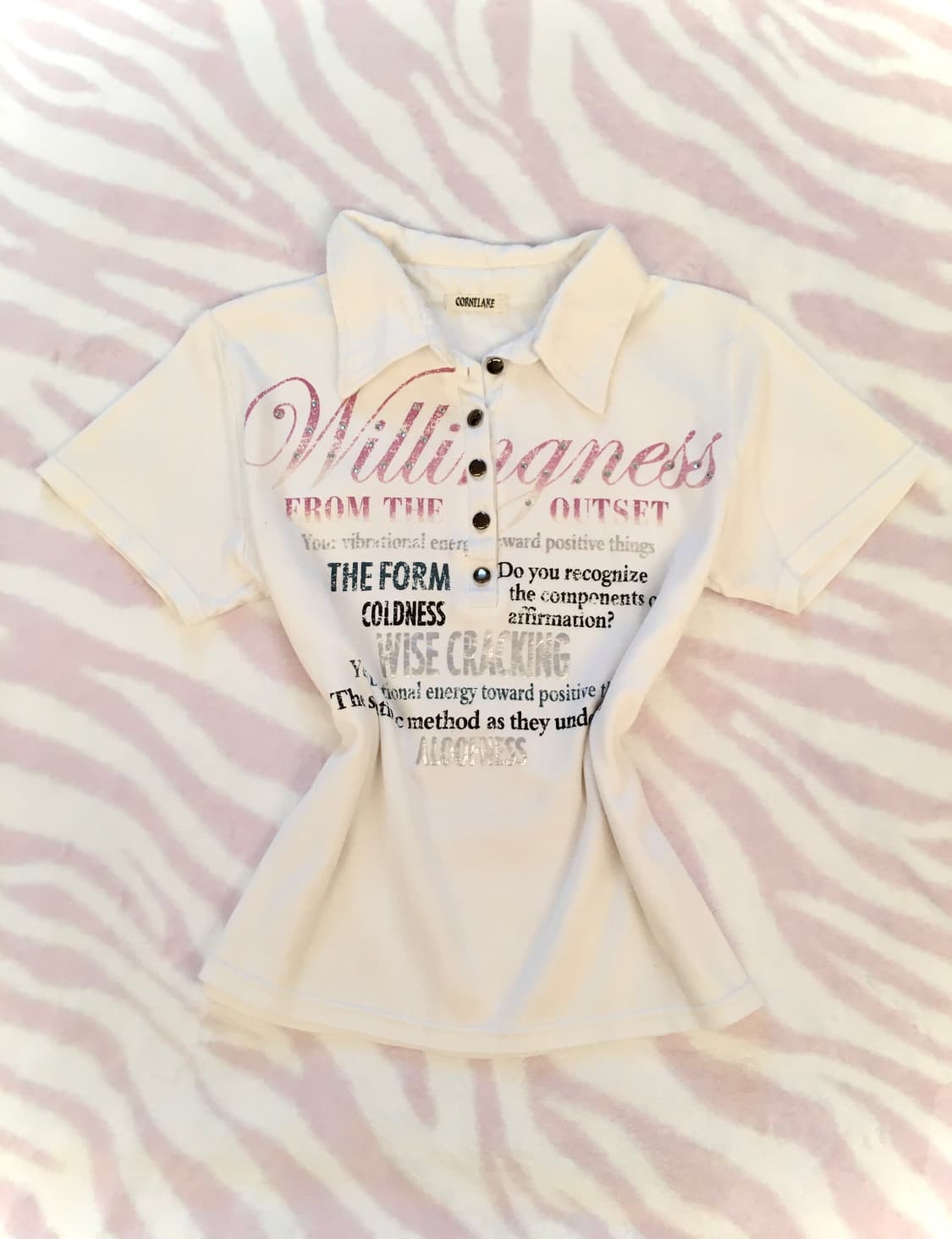 Cornflake 코튼 레터링 카라 반팔티셔츠 y2k 펑크 00s 갸루 상품이미지1