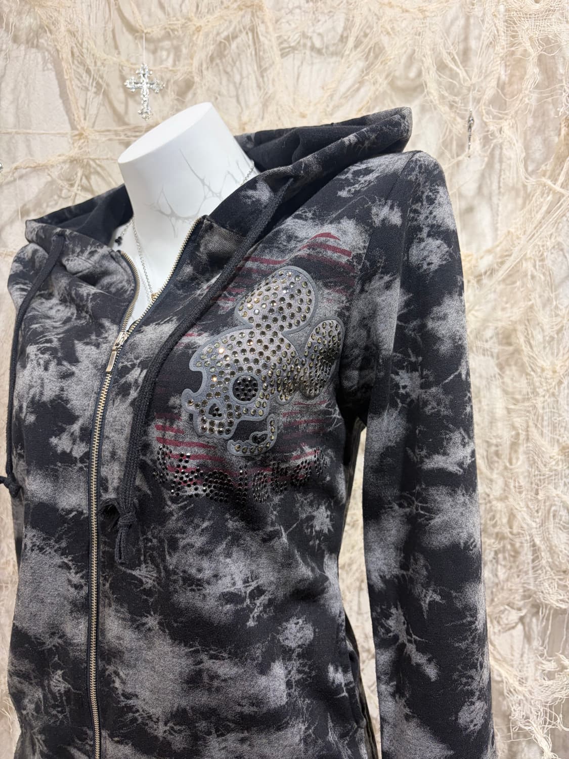 Y2K tie-die cubic mouse hoodie zip up 상품이미지4