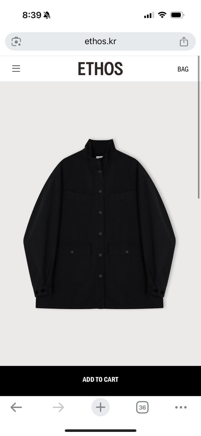 새) 에토스 하이넥 데님 자켓 블랙 상품이미지2