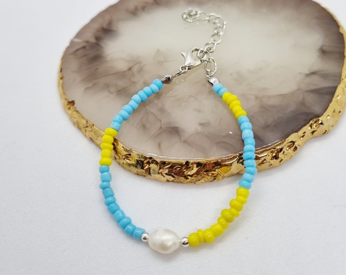 핸드메이드 비즈담수진주 팔찌 상품이미지3