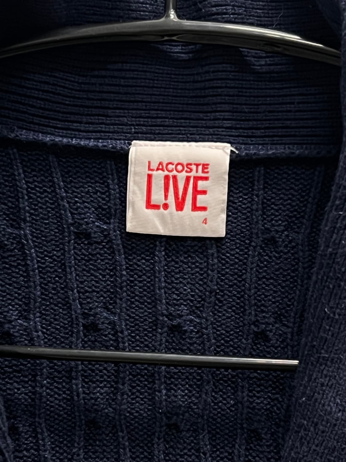 라코스테 라이브 케이블 꽈배기 숄 카라 니트 네이비 상품이미지4