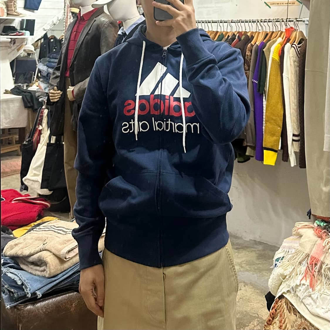 (착용컷) 아디다스 martical arts 스웻 후드 집업 (98) 상품이미지3