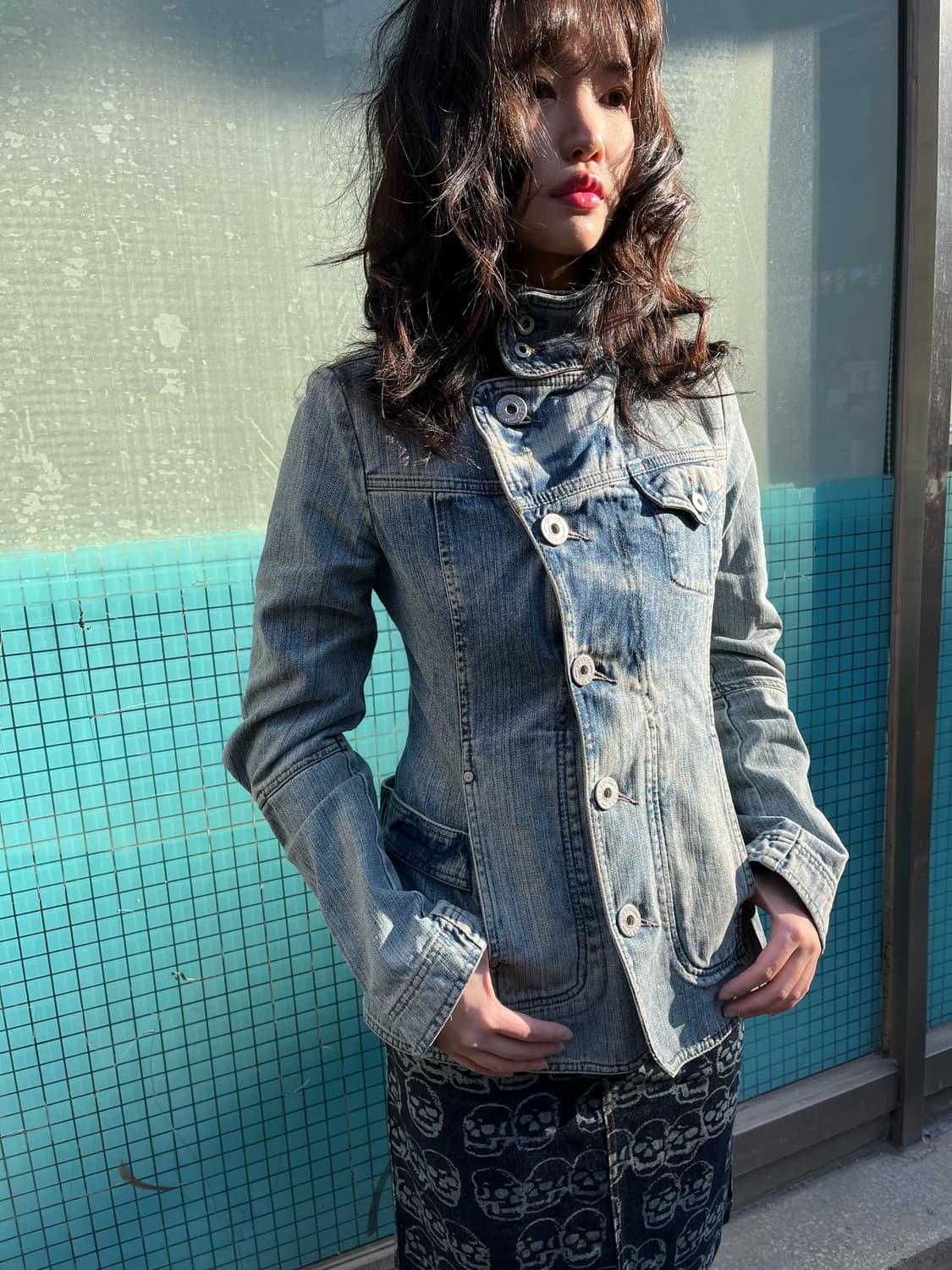 디젤 비대칭 라이더 데님 자켓 상품이미지10