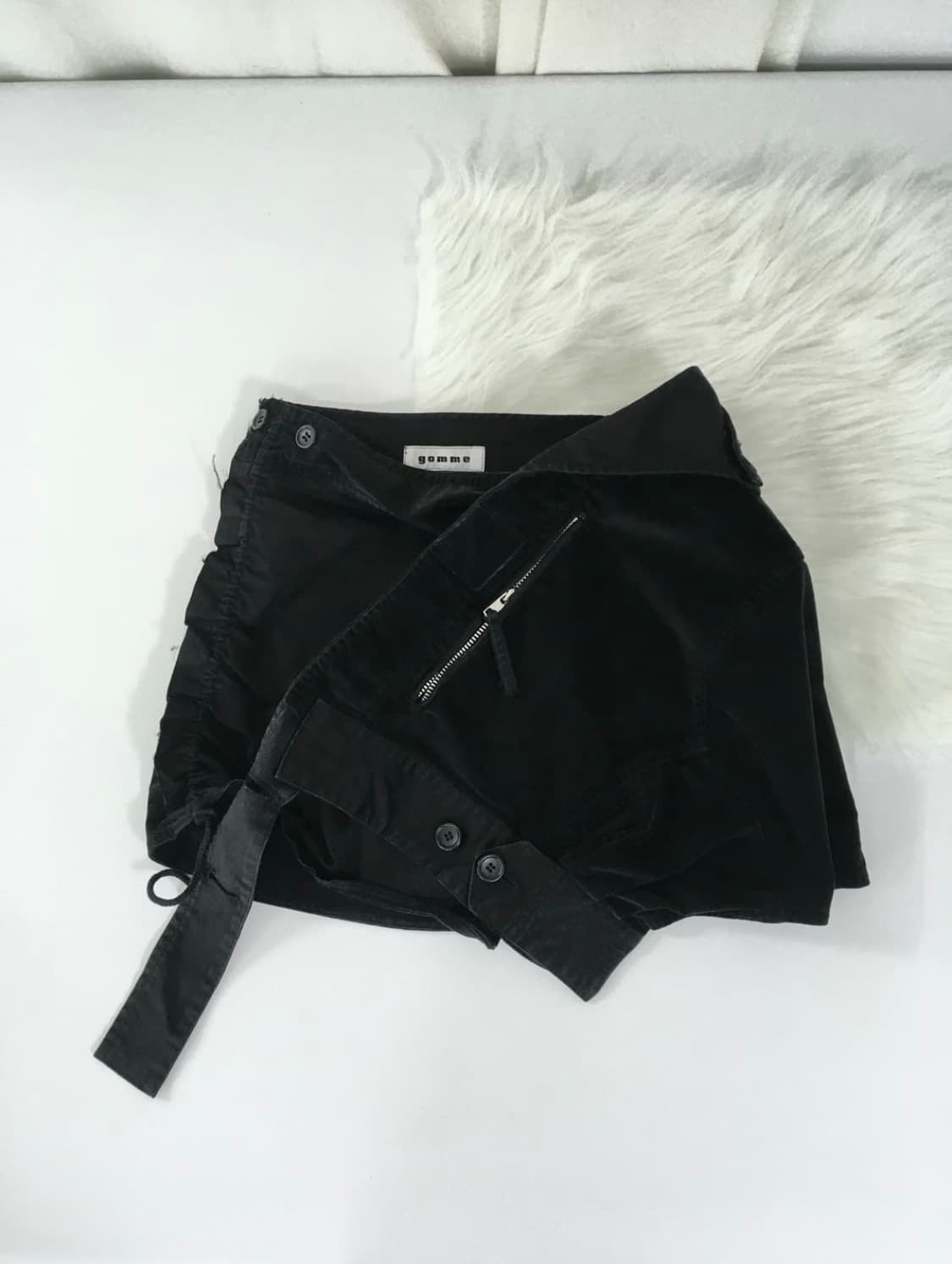 고무 프릴 패치 랩 스커트 상품이미지1