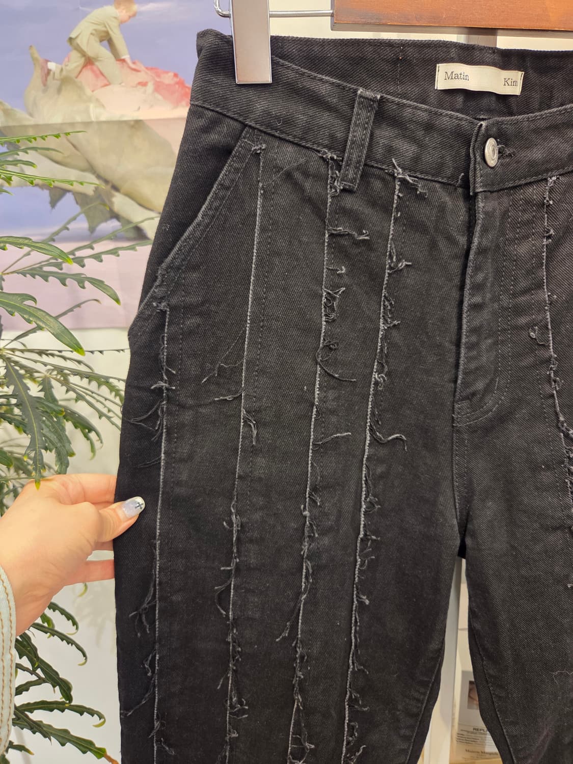 마땡킴 컷팅 프린지 블랙진 S 상품이미지2