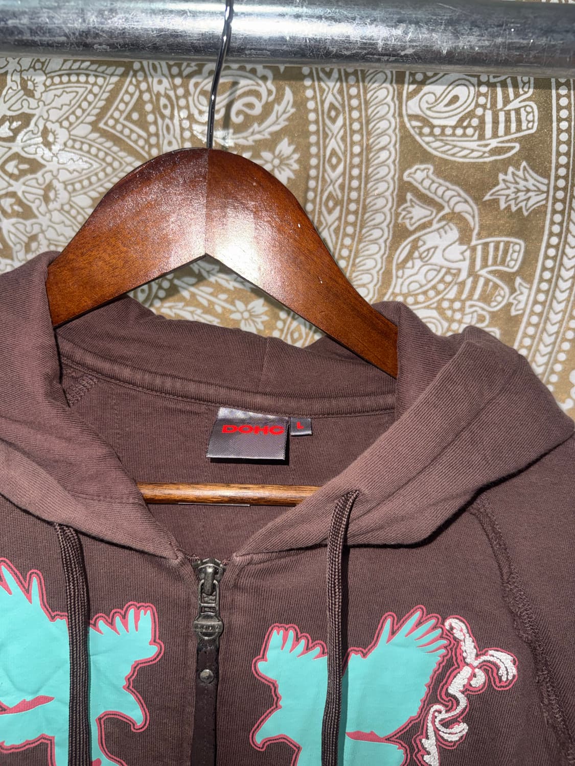 Doch 빈티지 프린팅 브라운 후드집업  상품이미지5