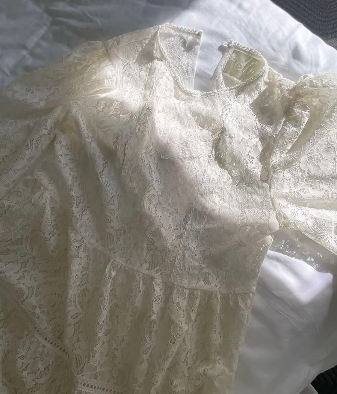 Fletta 플레따 롱 빈티지 무드 레이스 아이보리 화이트 드레스 원피스 상품이미지1