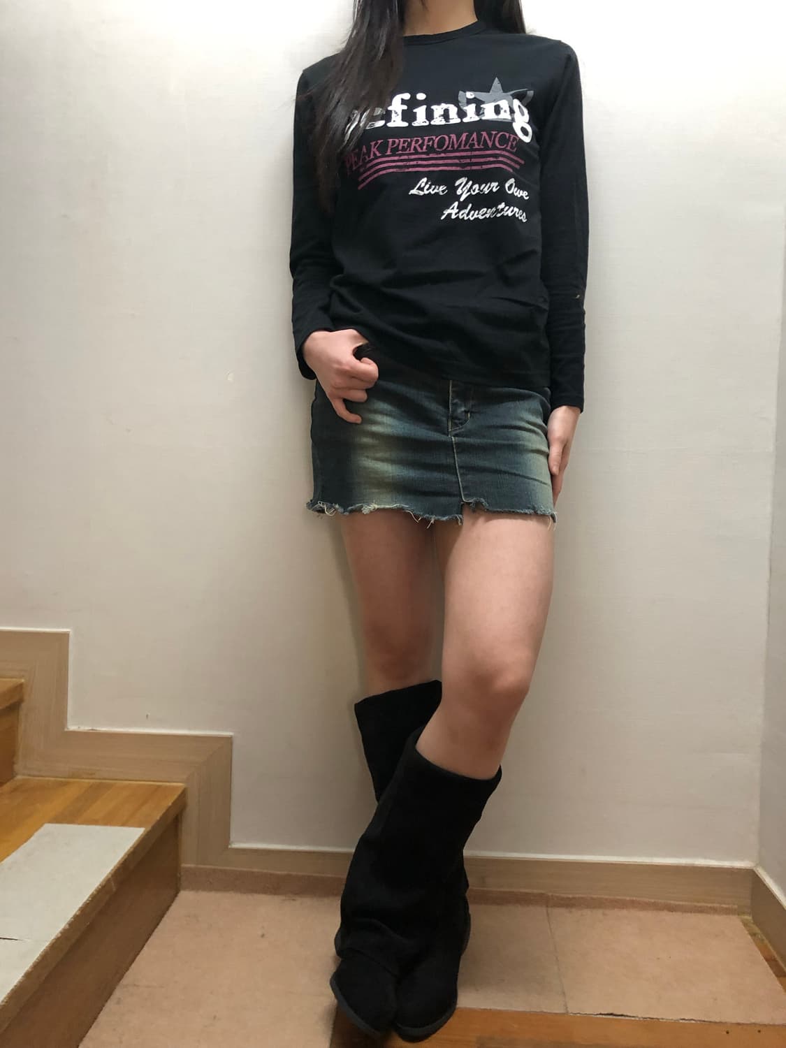 빈티지 블랙 와투케 프린팅 롱 슬리브 상품이미지6