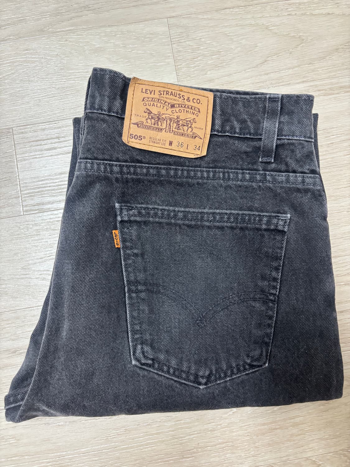 usa90s 오렌지탭 리바이스 505 블랙(흑청) 36사이즈 36x34 상품이미지7
