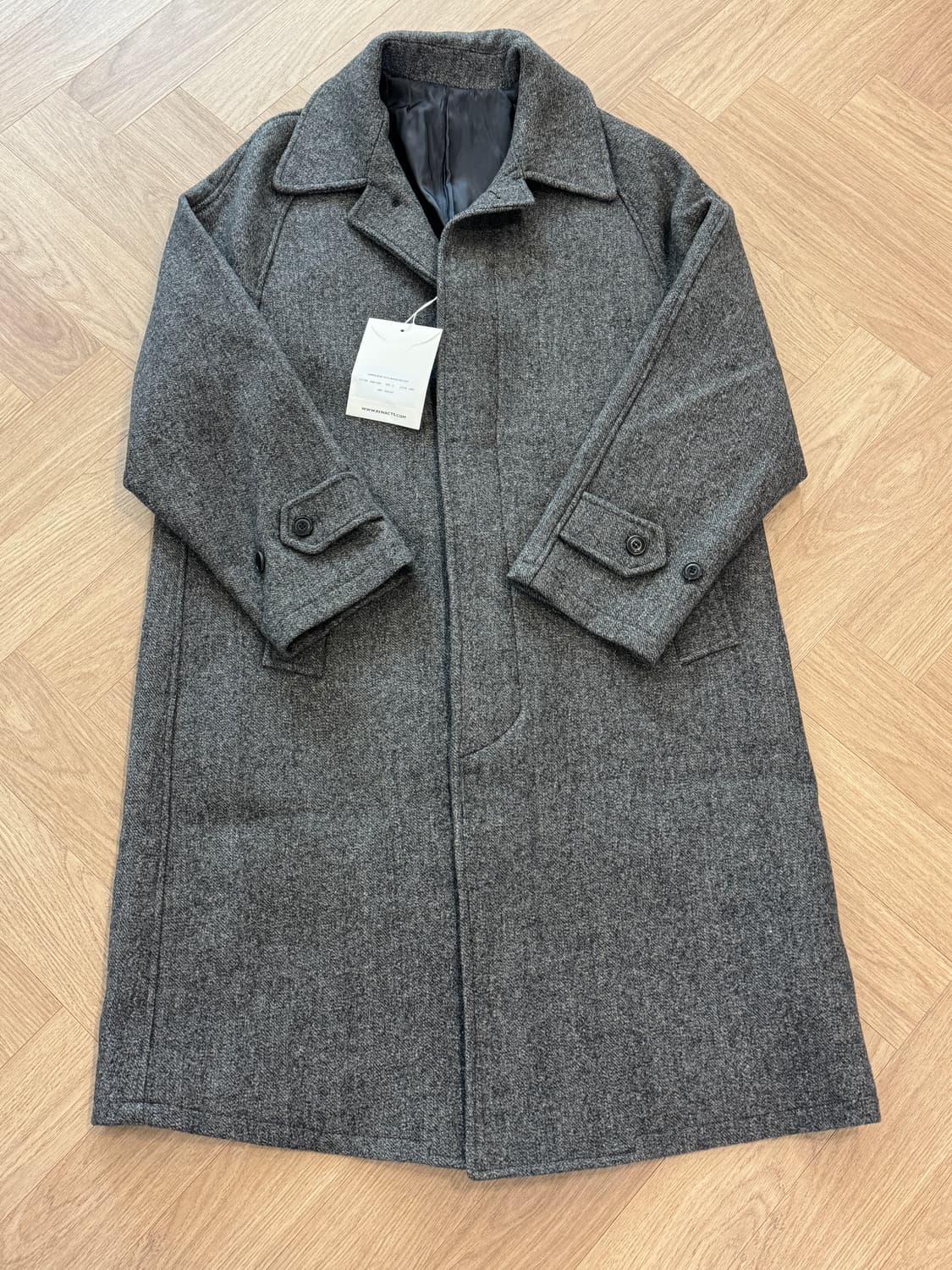 리넥츠 헤링본 울 발마칸코트 - 그레이 2사이즈 상품이미지1