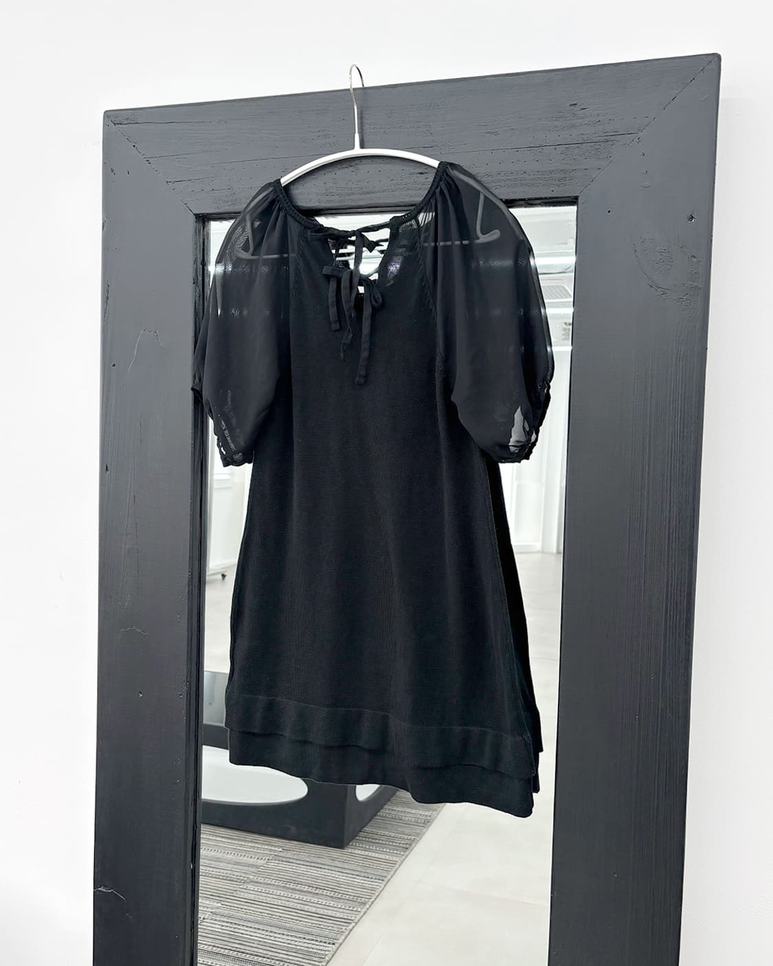 Provador시스루 퍼프 소매 백 리본 니트 탑 상품이미지5