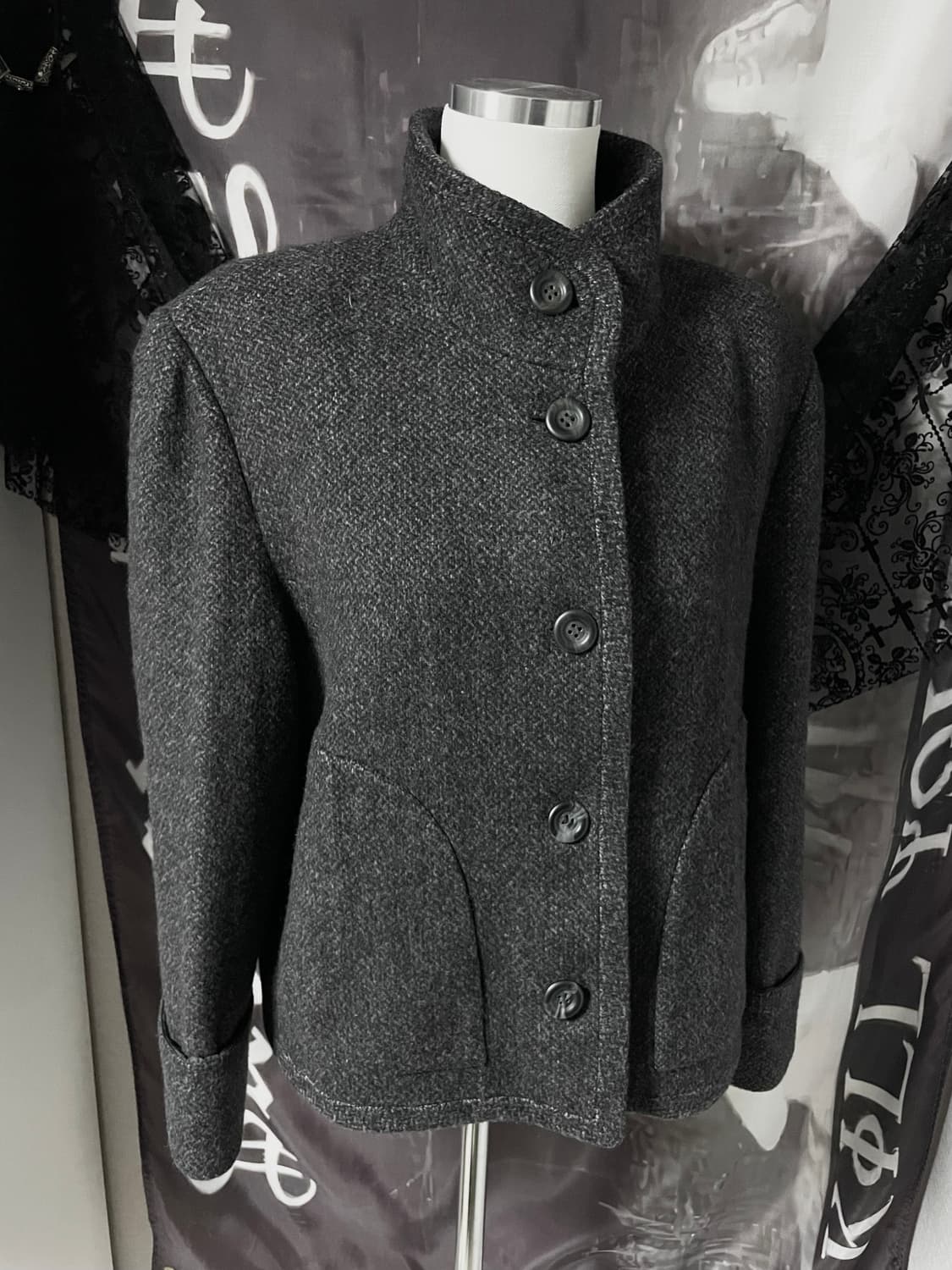 Jpn 빈티지 버튼 자켓 캐시미어 일녀모리걸스즈코히피코이세이오스나계 상품이미지3