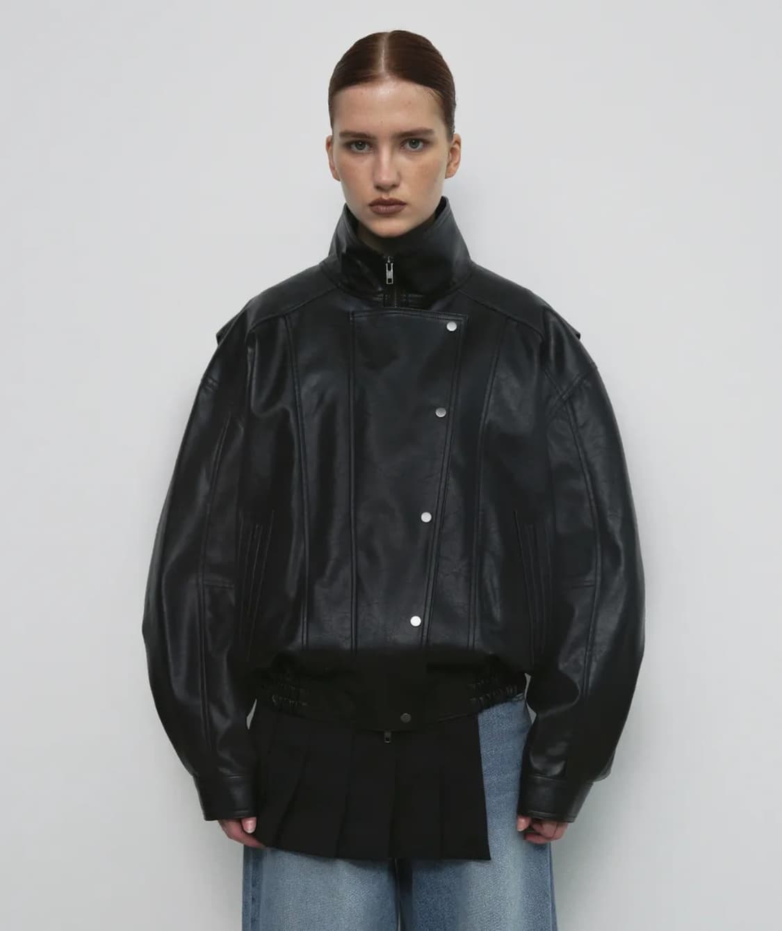 sandric 샌드릭 25fw 사이드 버튼 레더 자켓 F 상품이미지1