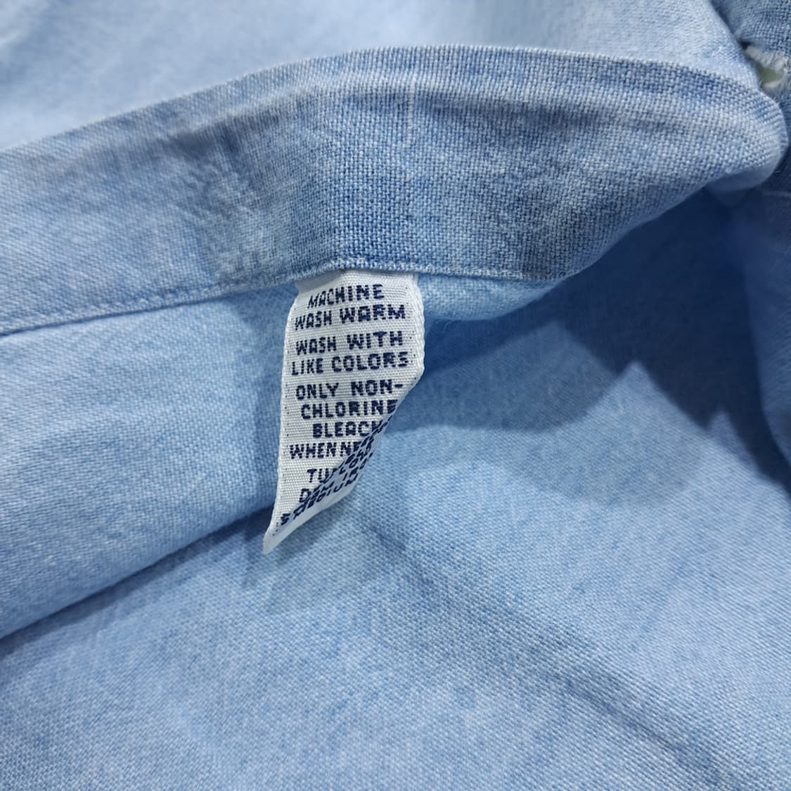 CL437 S 폴로 90s 코튼 라이트블루 샴브레이 데님 빅셔츠 남방 상품이미지5