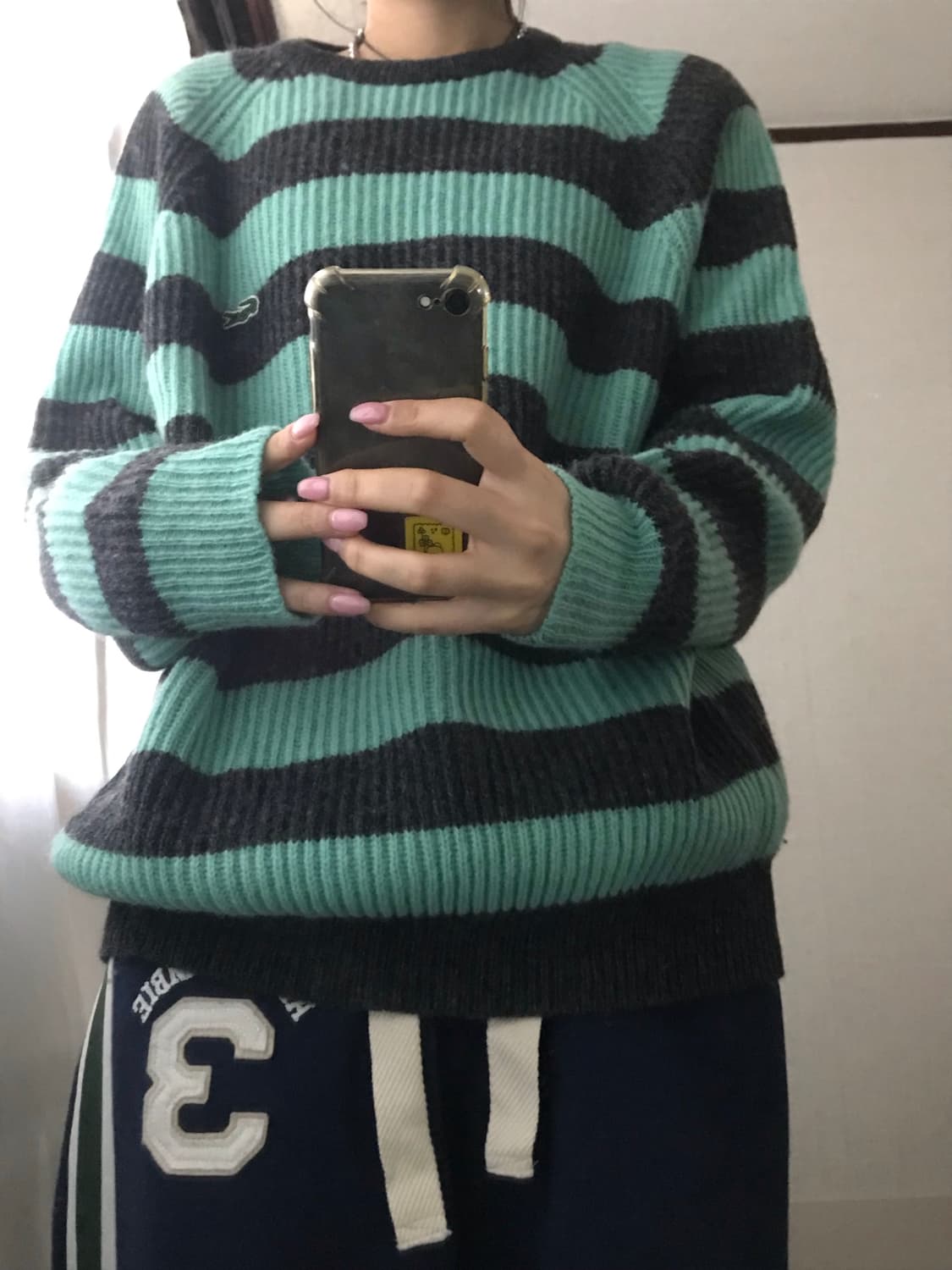 라코스테 그레이 민트 스트라이프 니트 상품이미지5