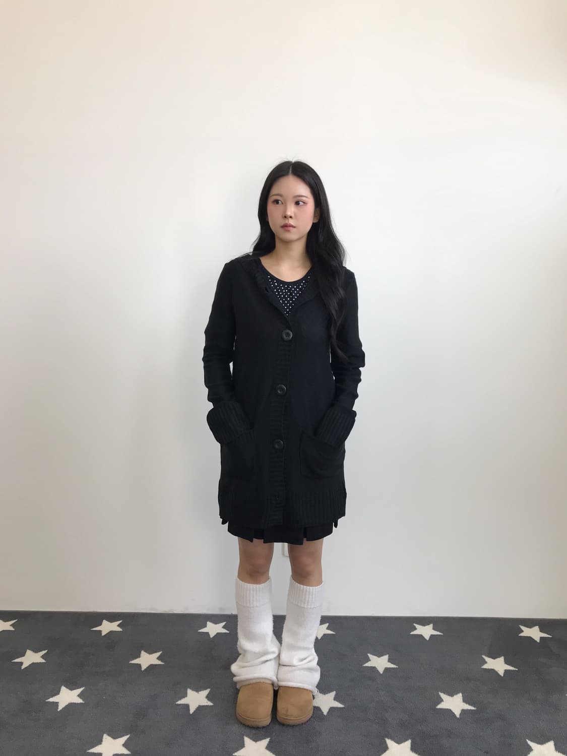 Putielal Black Acrylic Cardigans 상품이미지1