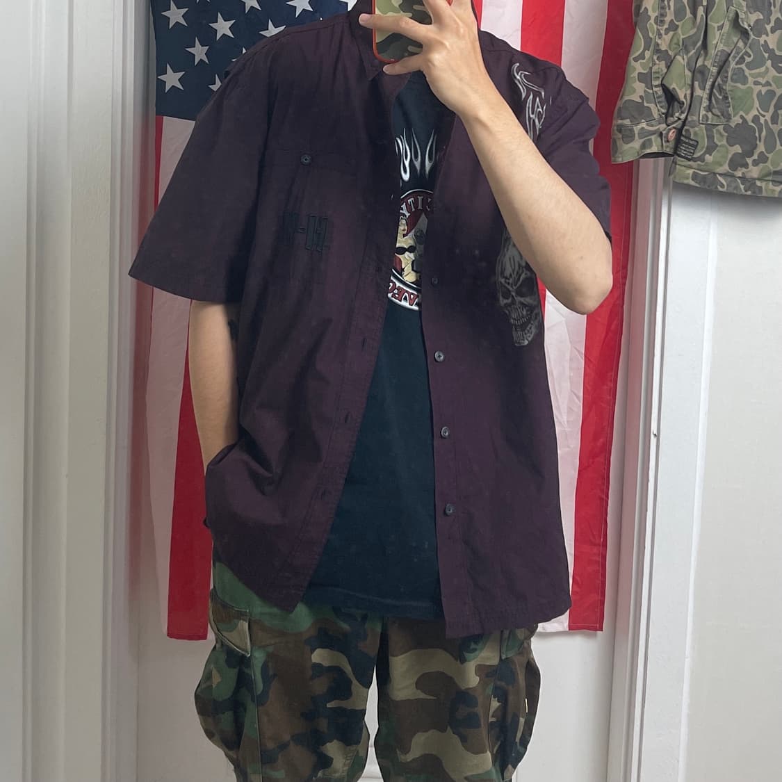 할리데이비슨 반팔셔츠 빈티지 남방 스컬 바이크 상품이미지2