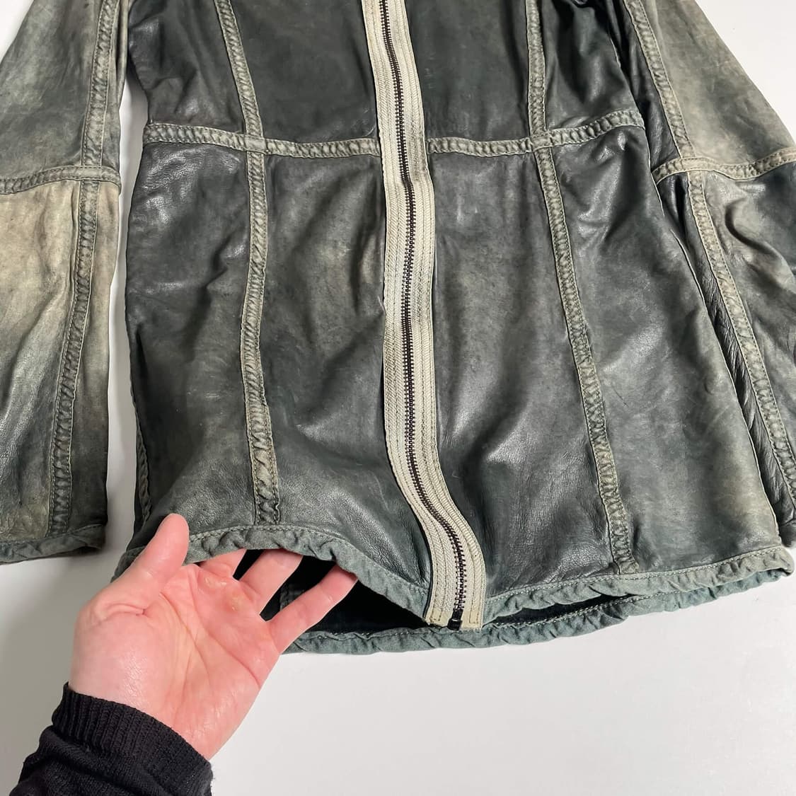 Christian peau 레더 블럭 집업 후드 상품이미지5