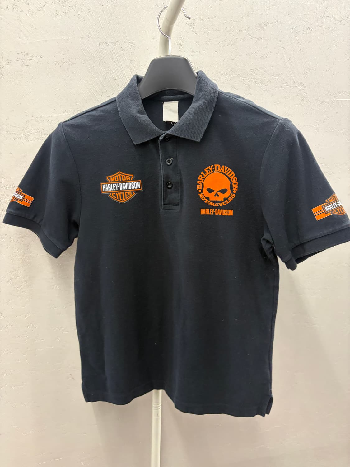 할리 데이비슨 스컬 반팔 폴로티 블랙 S-M 상품이미지2